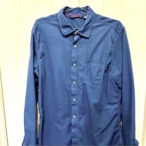 Boden Blue Large Button up Shirt, 100% Cotton textured weave - Clean + No Flaws